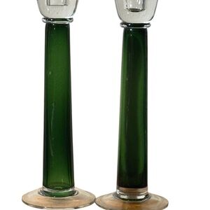 Elegant Green Glass Candle Holders